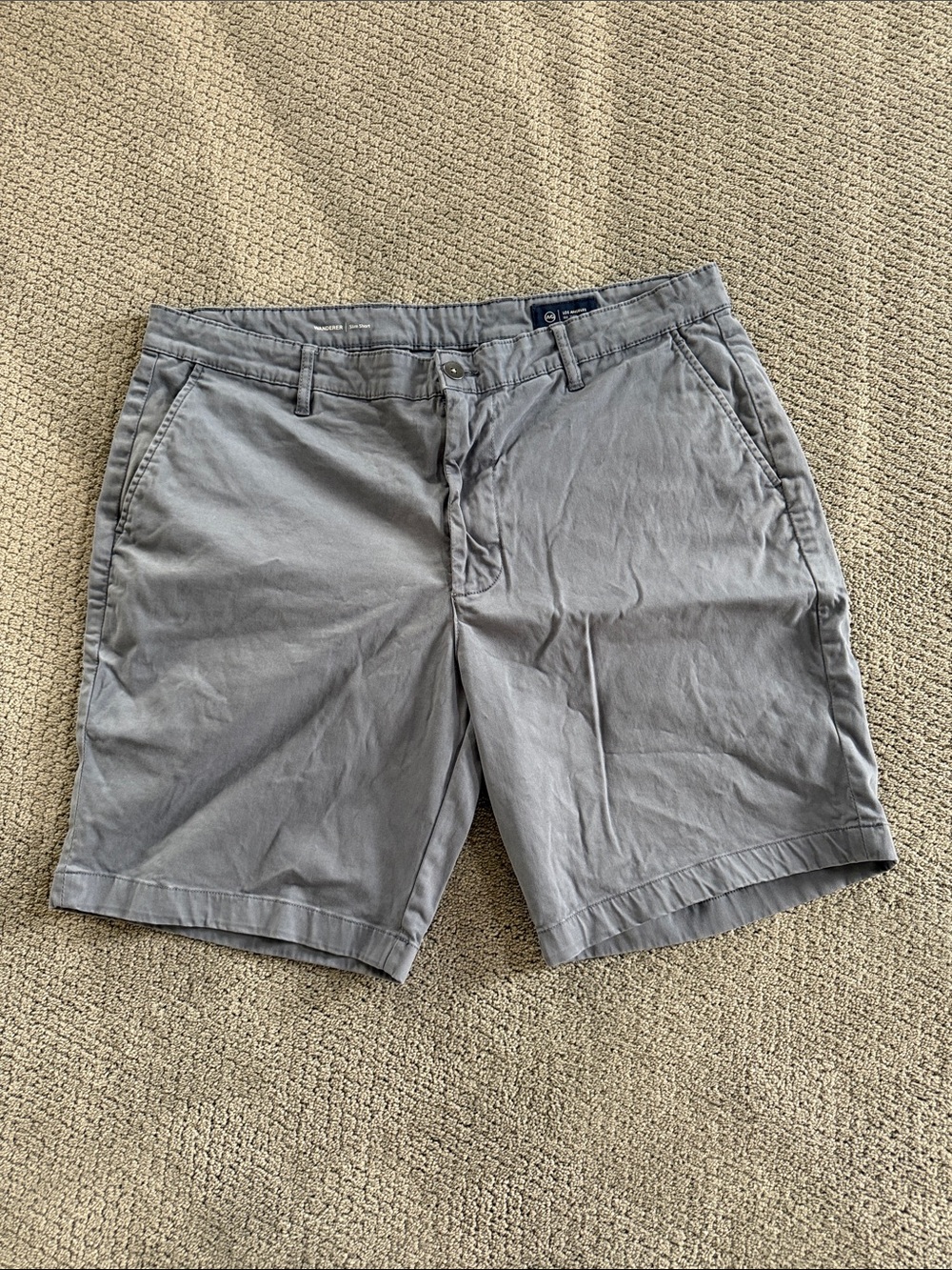AG Adriano Goldschmied Men's Wanderer Slim Short Chinos- Blue/Gray